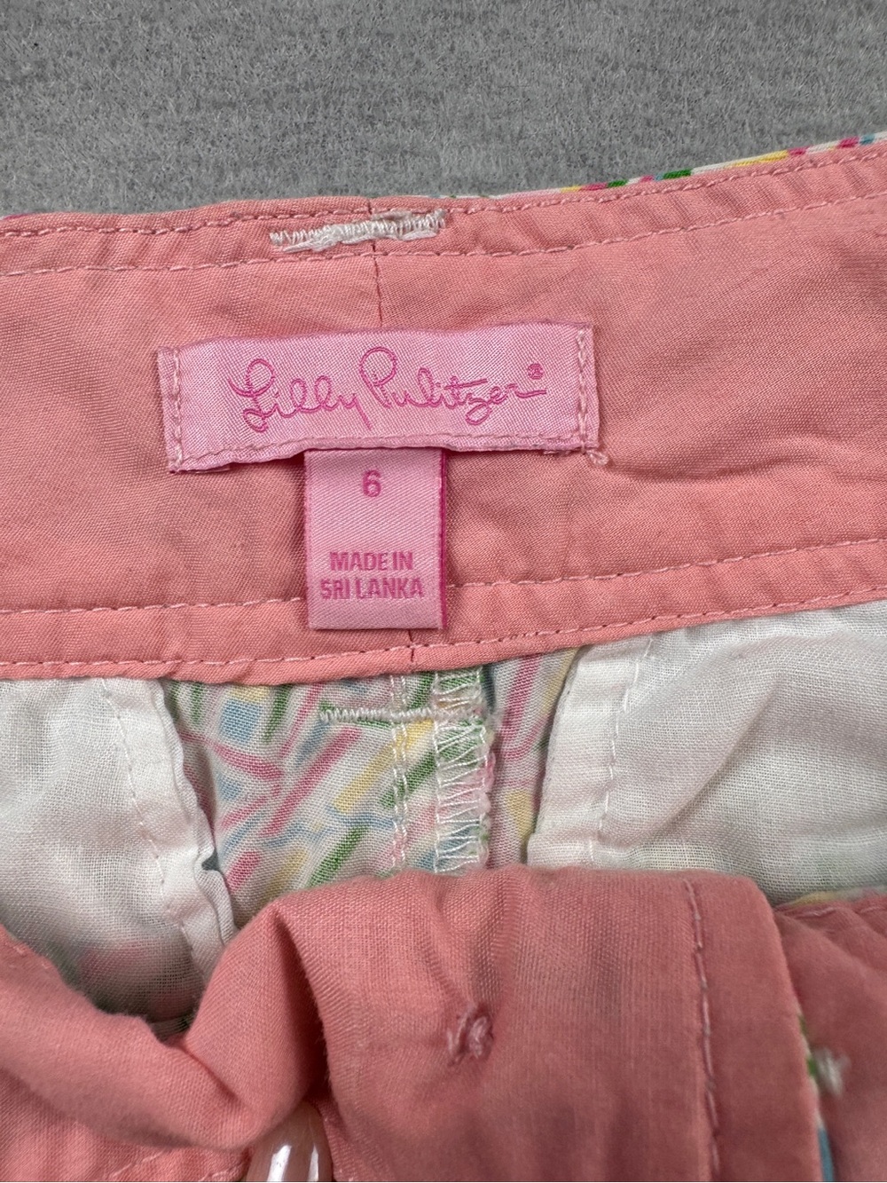 Vtg Lilly Pulitzer Guiding Light Bermuda Shorts Pink Green Golf Women Size 6 - Picture 7 of 11